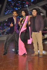 Shilpa Shetty, Terence Lewis, Sajid Khan on location of Nach Baliye 6 in Filmistan, Mumbai on 10th Dec 2013
